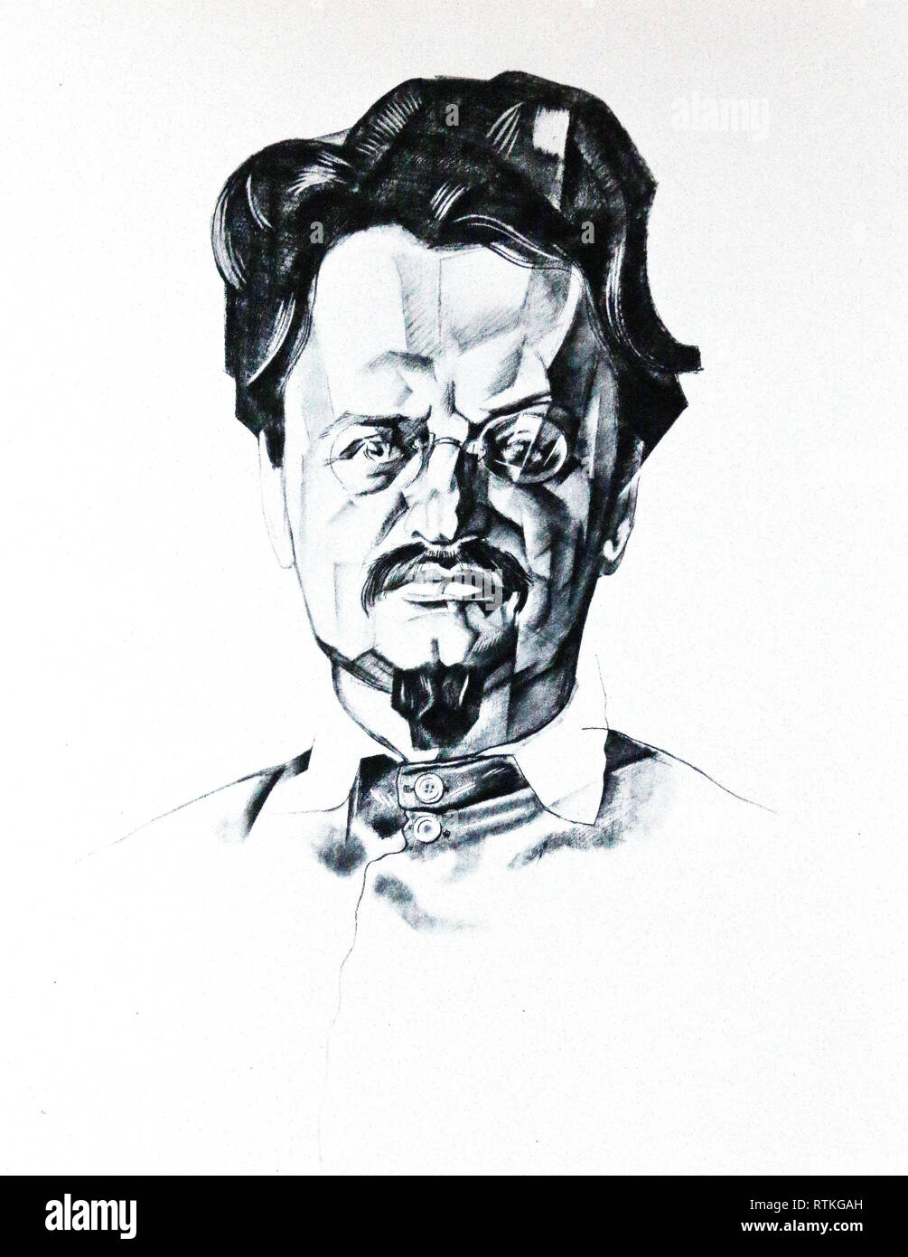 Questo documento è un ritratto di Leon Trotsky (1879-1940) da Yuri Annenkov. Si tratta di una riproduzione fotografica dell'immagine. ca. 1923 Foto Stock