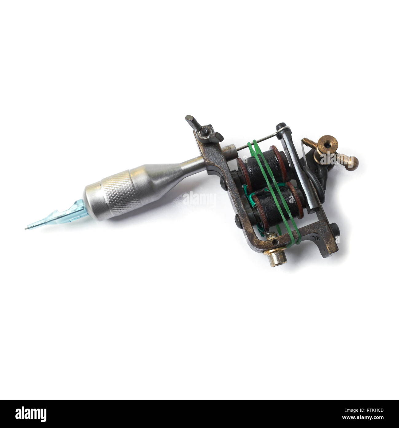 Tattoo Machine isolato su uno sfondo bianco. Foto Stock