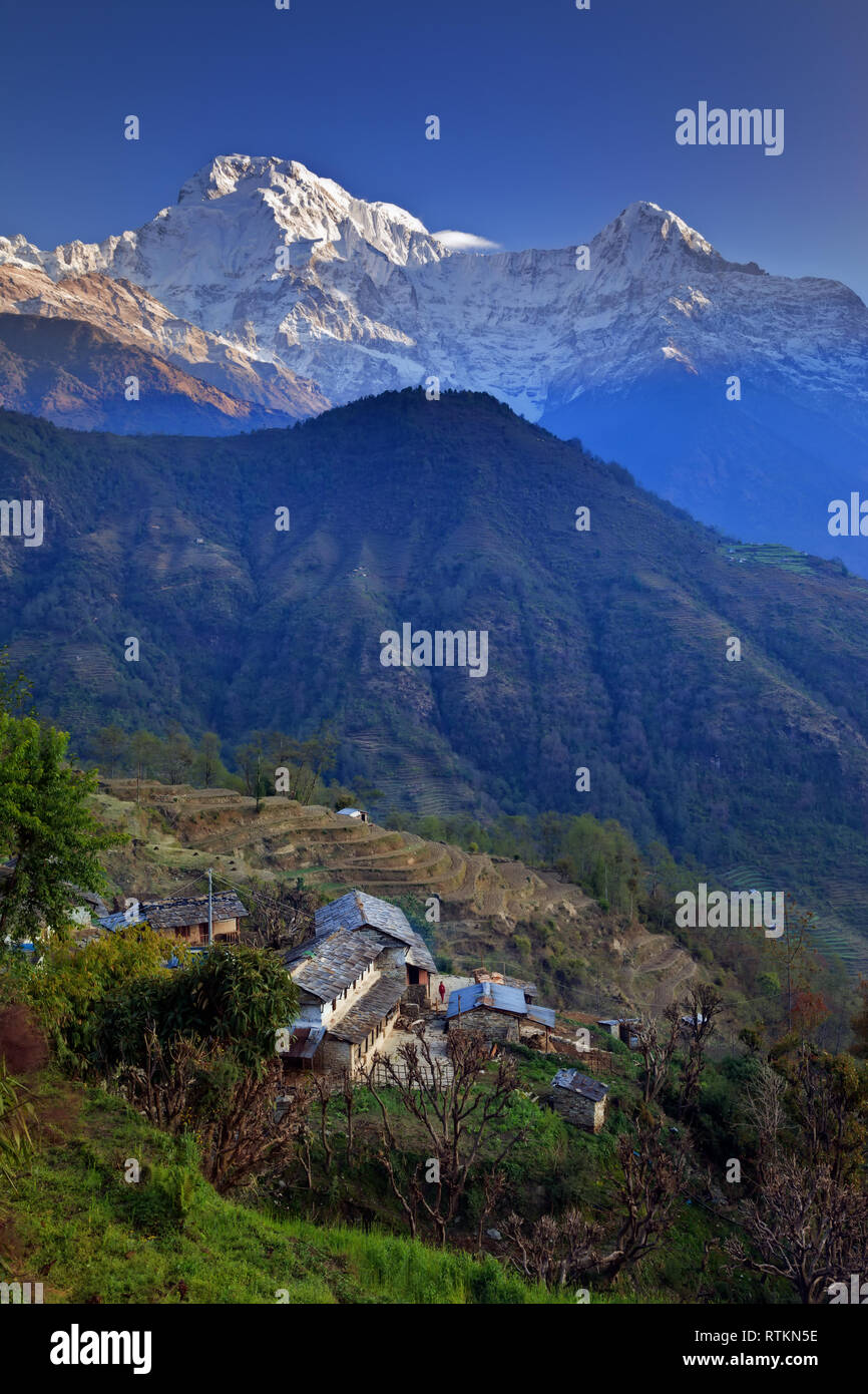 Ghandruk villaggio nella regione di Annapurna del Nepal Foto Stock