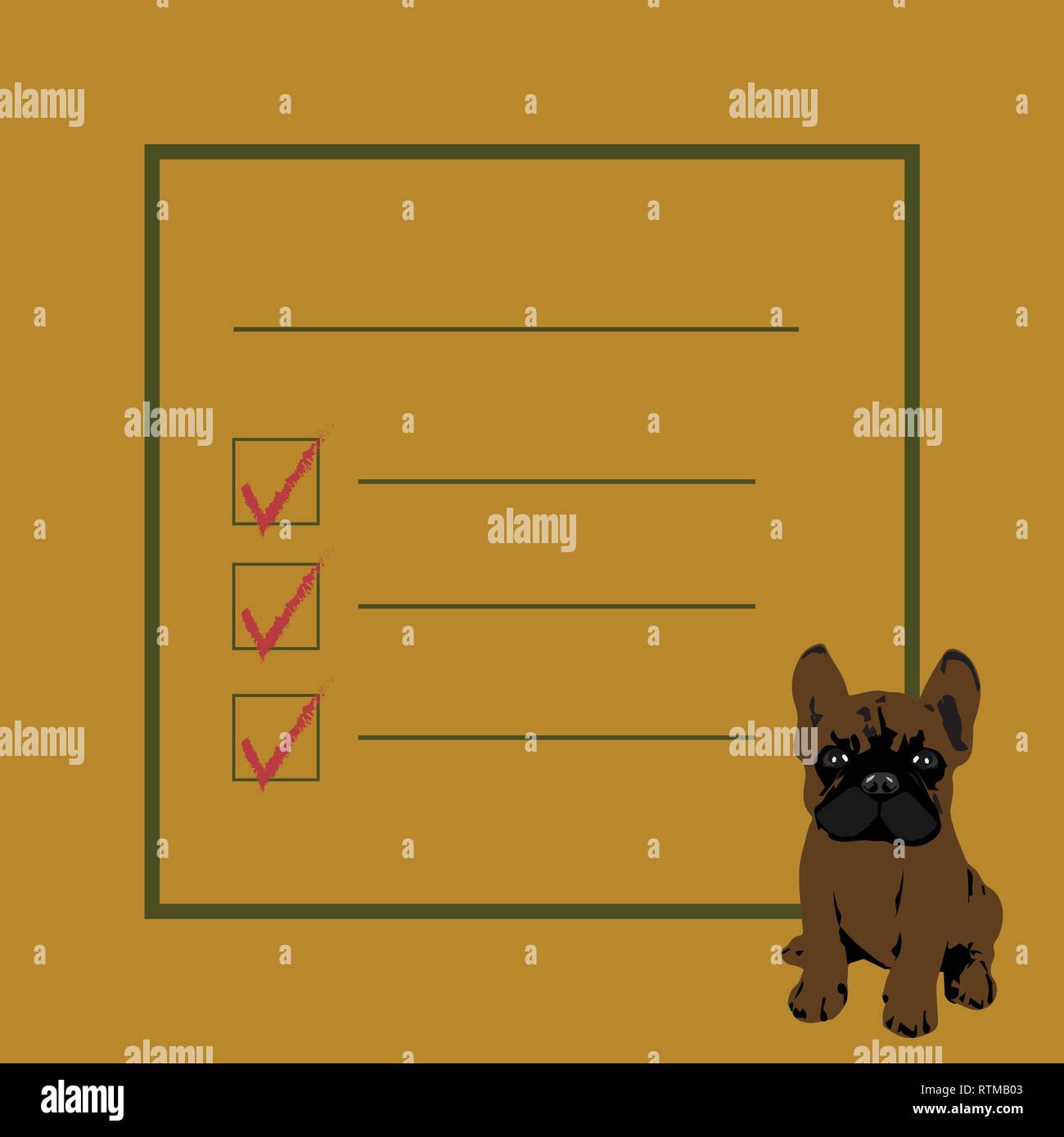 Bulldog francese - Modello - illustrazione vettoriale - spazio per il testo con le caselle di controllo - modificabile illustrazione stratificata Illustrazione Vettoriale
