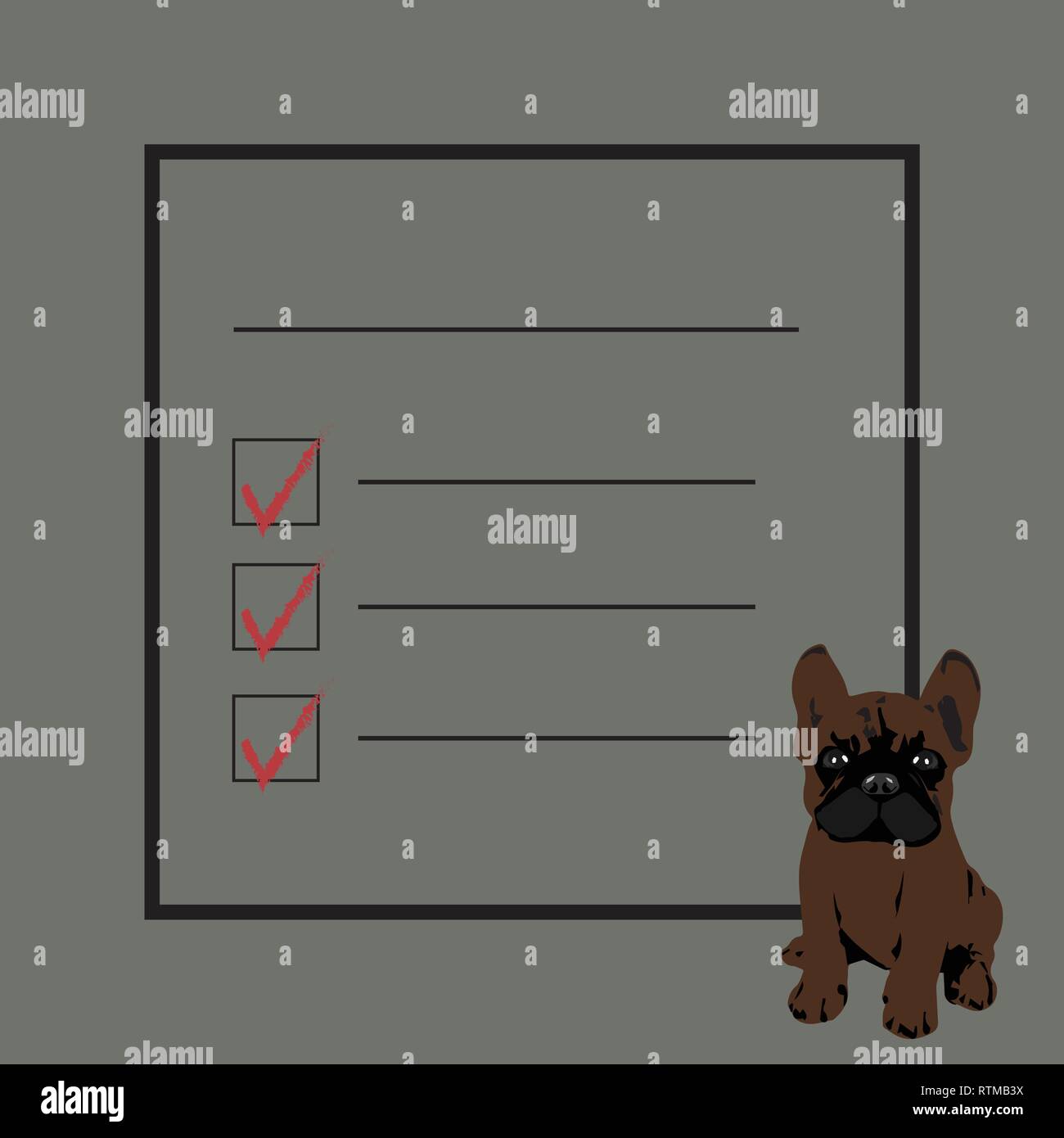 Bulldog francese - Modello - illustrazione vettoriale - spazio per il testo con le caselle di controllo - modificabile illustrazione stratificata Illustrazione Vettoriale