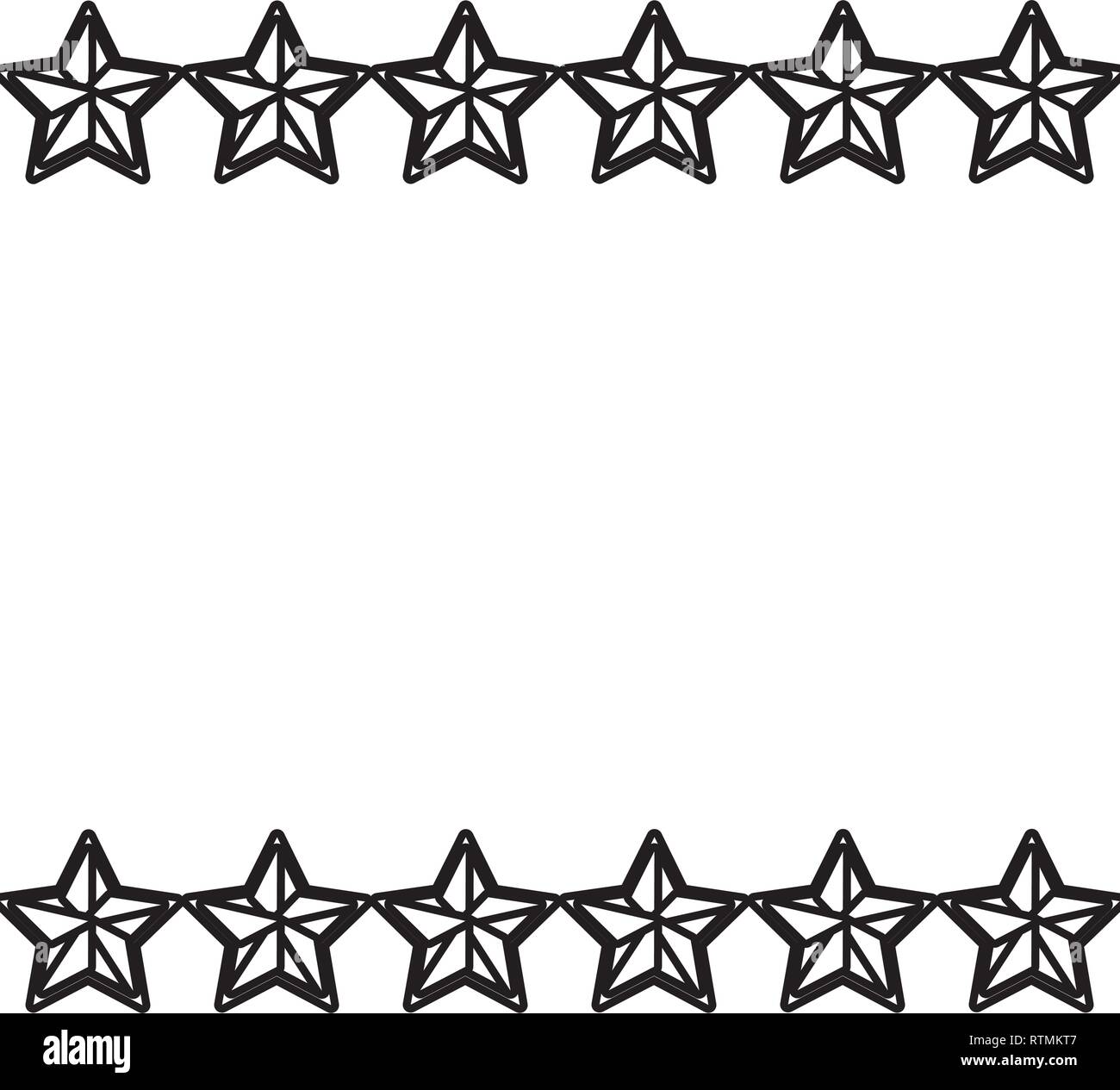 Stelle frame sfondo bianco in bianco e nero Illustrazione Vettoriale