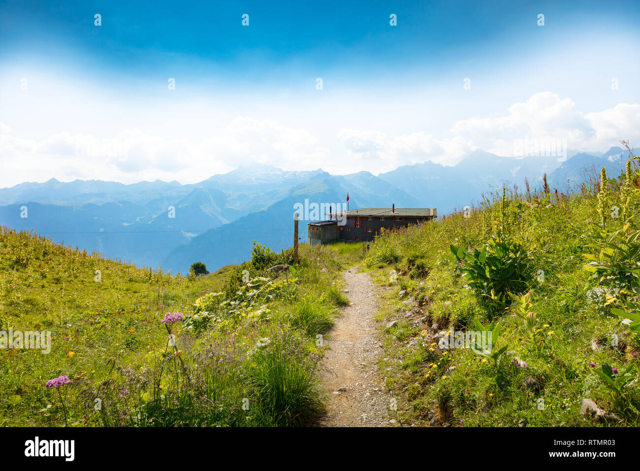 Via a un Schweitzer rifugio alpino, Svizzera Foto Stock