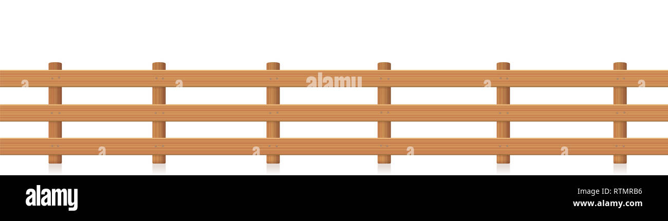 Recinzione di pascolo, seamless estendibile, testurizzato di legno - illustrazione su sfondo bianco. Foto Stock