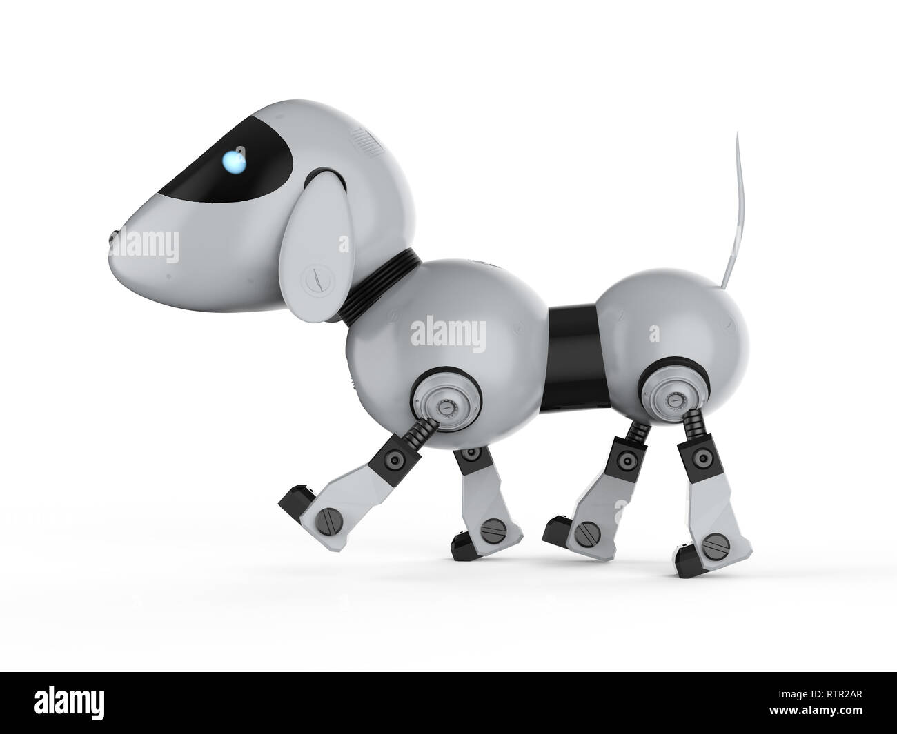 3D rendering cane robot su sfondo bianco Foto Stock