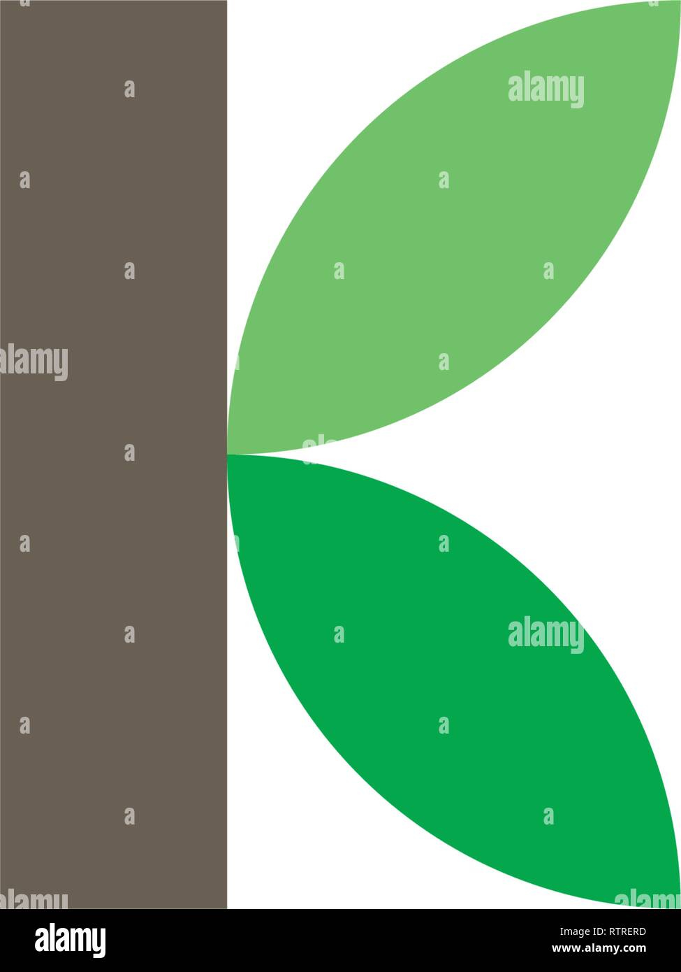 K lettera del logo di piante a foglia design icona Illustrazione Vettoriale