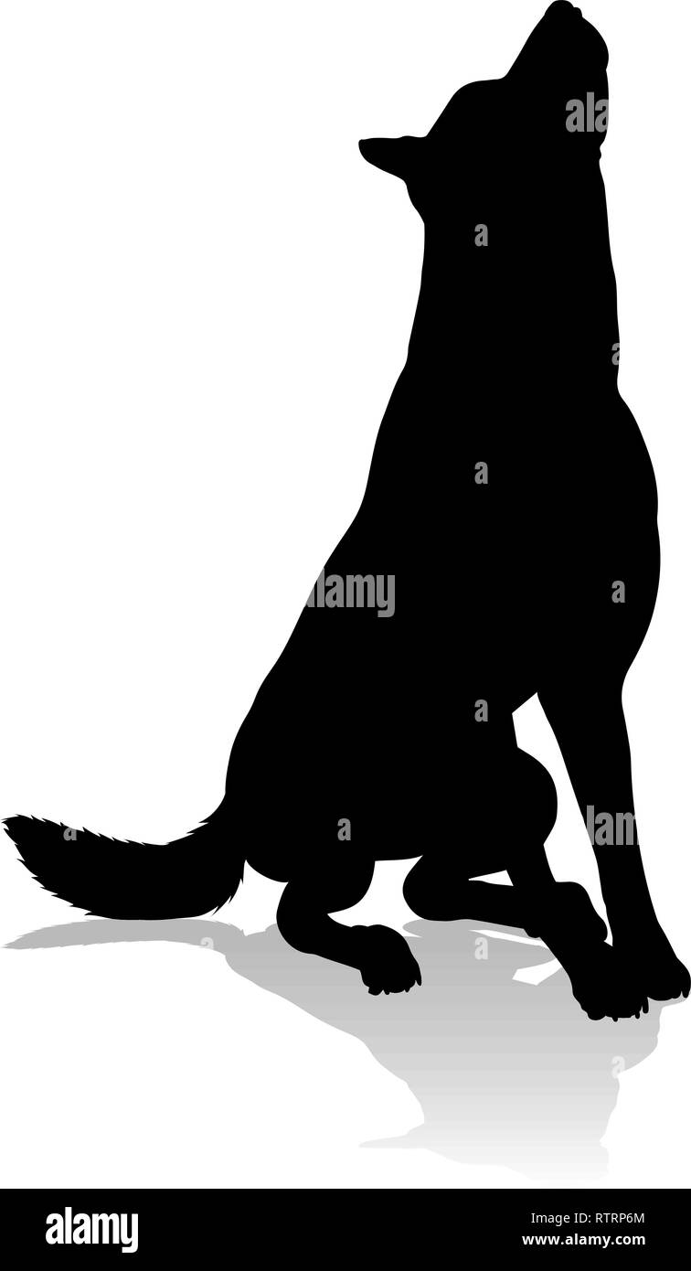 Silhouette cane animale domestico Illustrazione Vettoriale