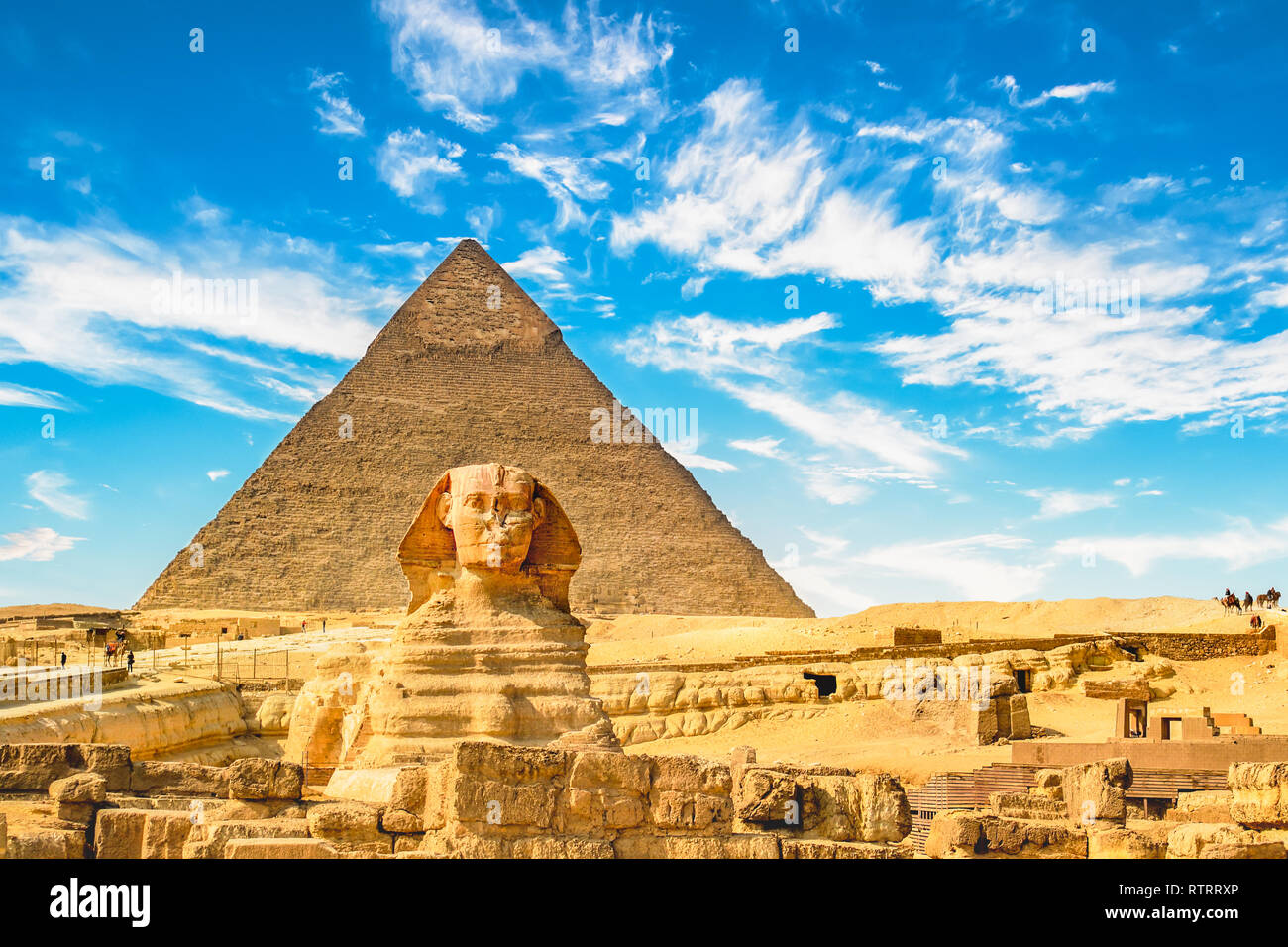 La sfinge e piramide,Il Cairo, Egitto Foto Stock