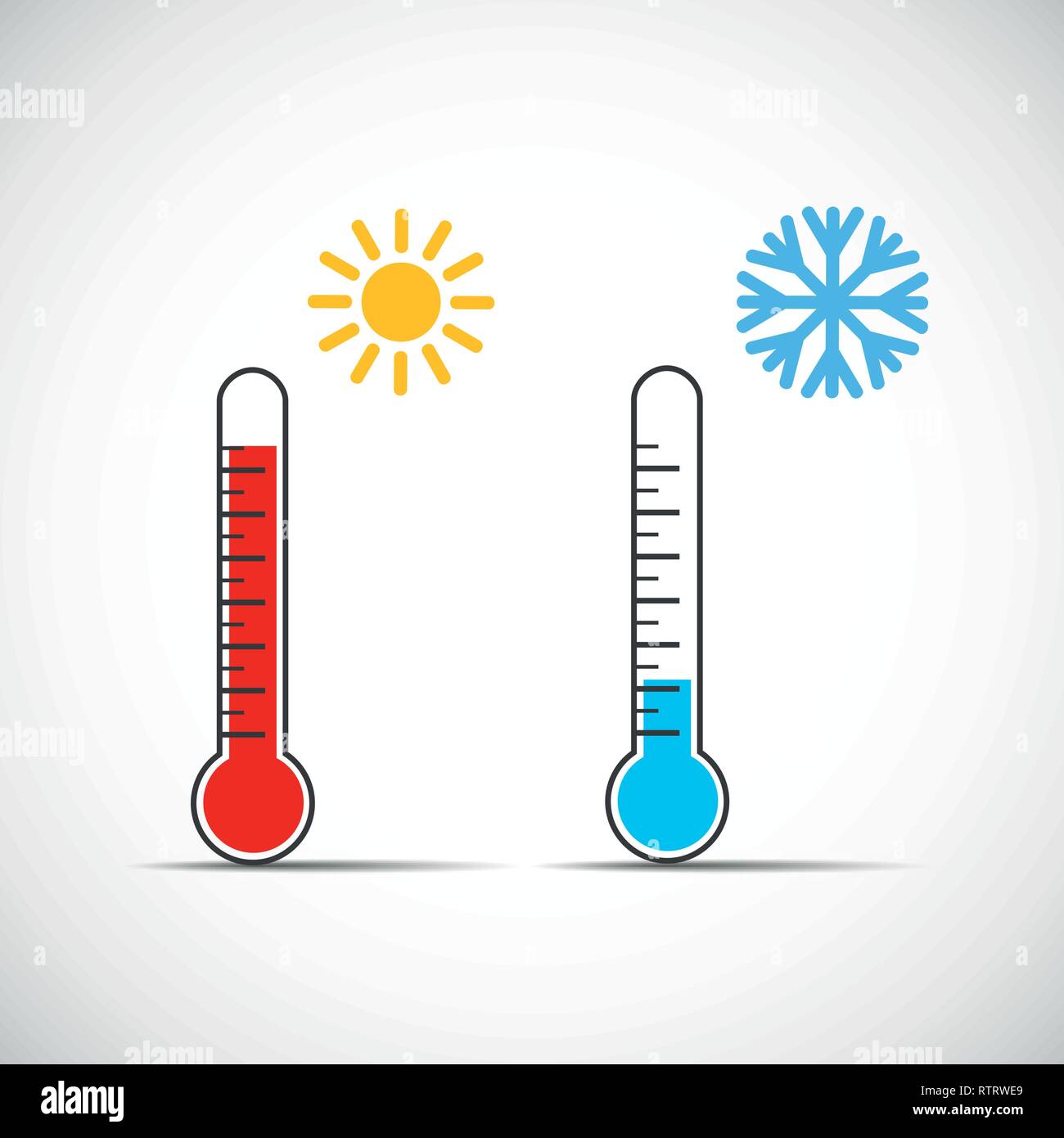 Termometro di calore icona simbolo a caldo a freddo meteo illustrazione vettoriale EPS10 Illustrazione Vettoriale