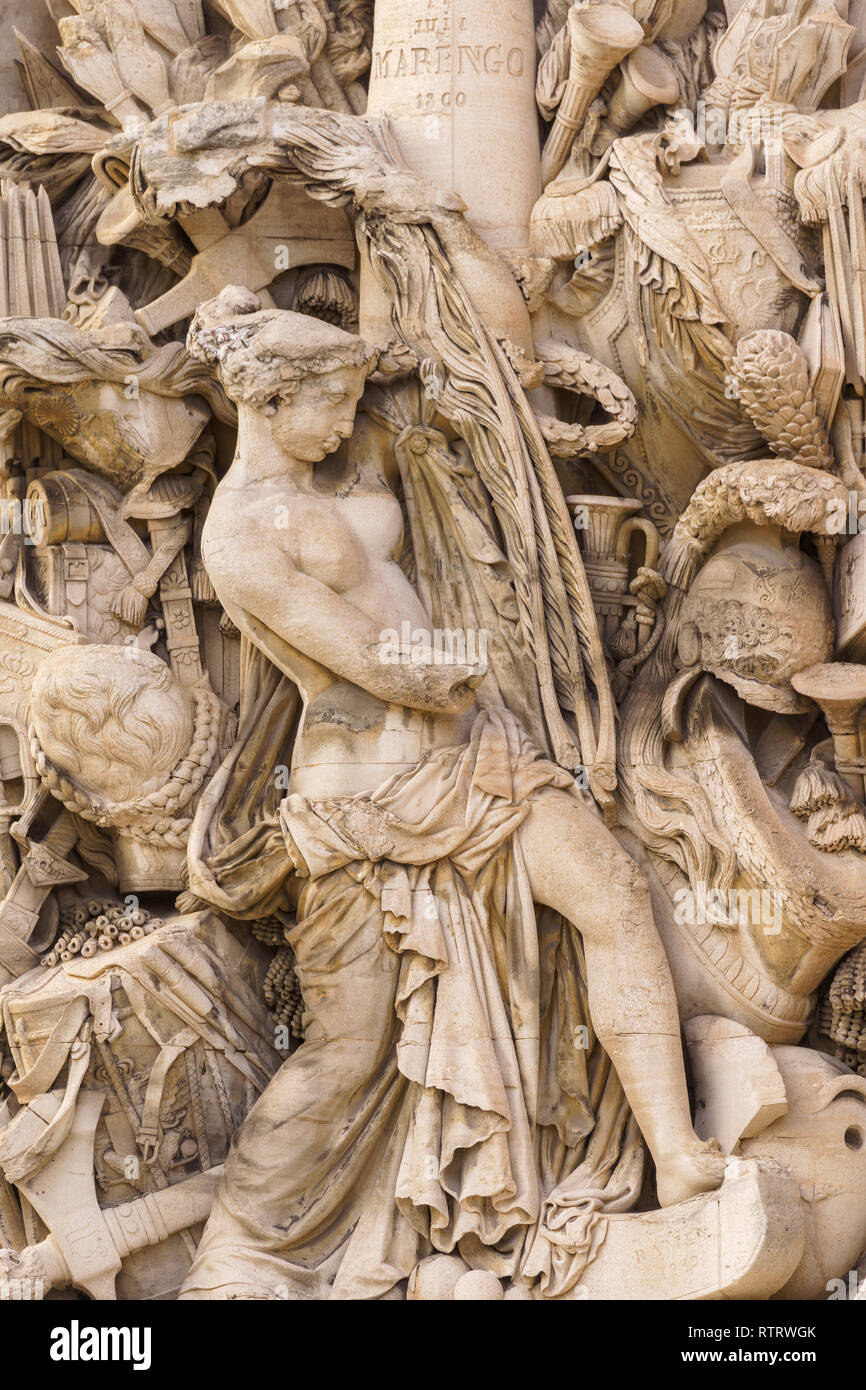 MARSEILLE, Francia - 10 nov 2018 - Porte d'Aix arco trionfale e soprattutto i suoi elementi di decorazione Foto Stock