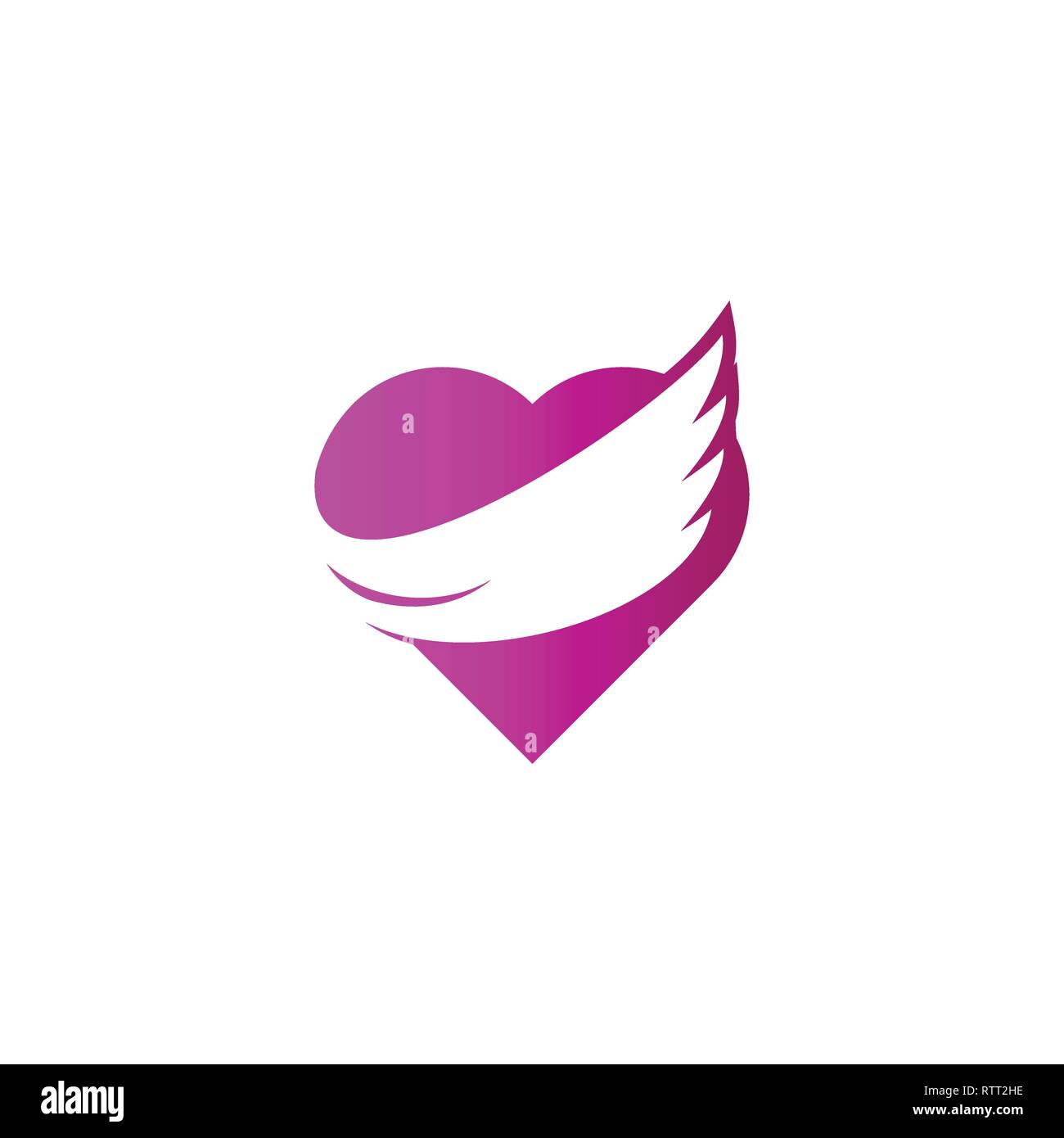Amore ali logo. battenti cuore concetto. angelo cuore. vettore modello logo pronto per l'uso Illustrazione Vettoriale