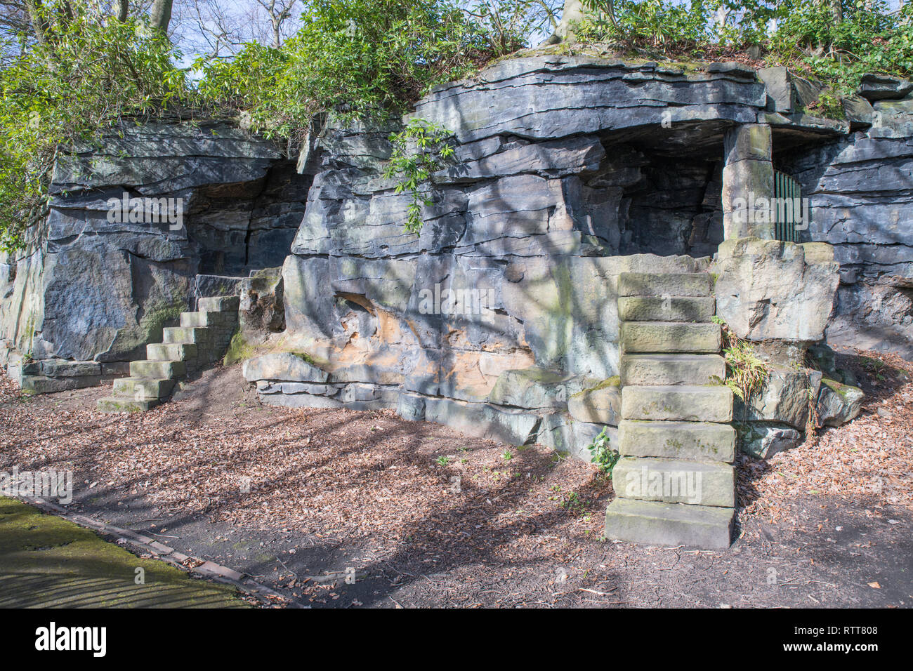 La grotta, Beaumont Park, Huddersfield, West Yorkshire Foto Stock