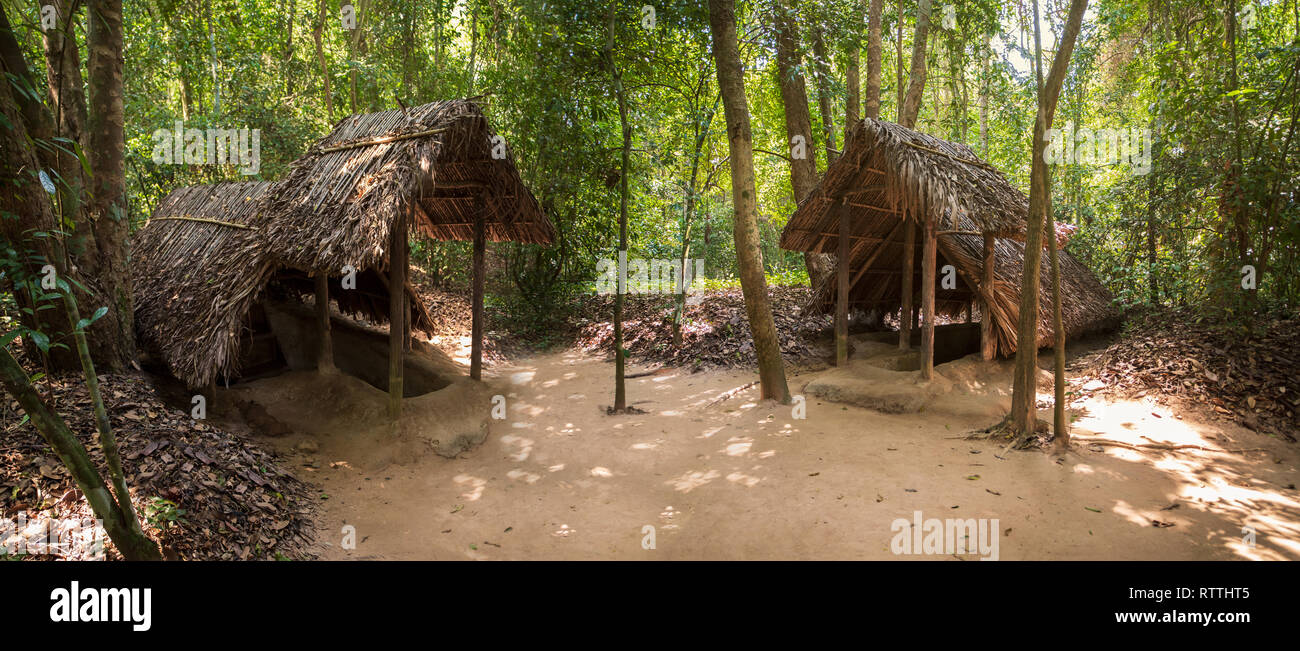 Vista panoramica di Cu Chi Tunnel, famosa attrazione turistica in Vietnam Foto Stock