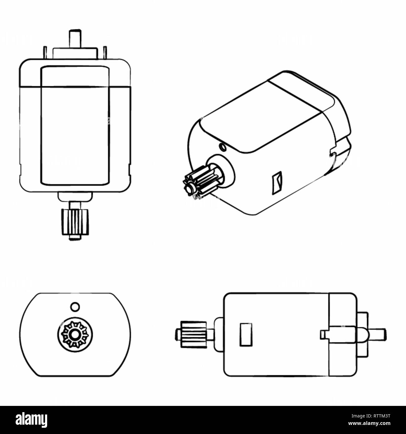 Motore DC colorati. Profilo differente come una pennellata. Illustrazione Vettoriale