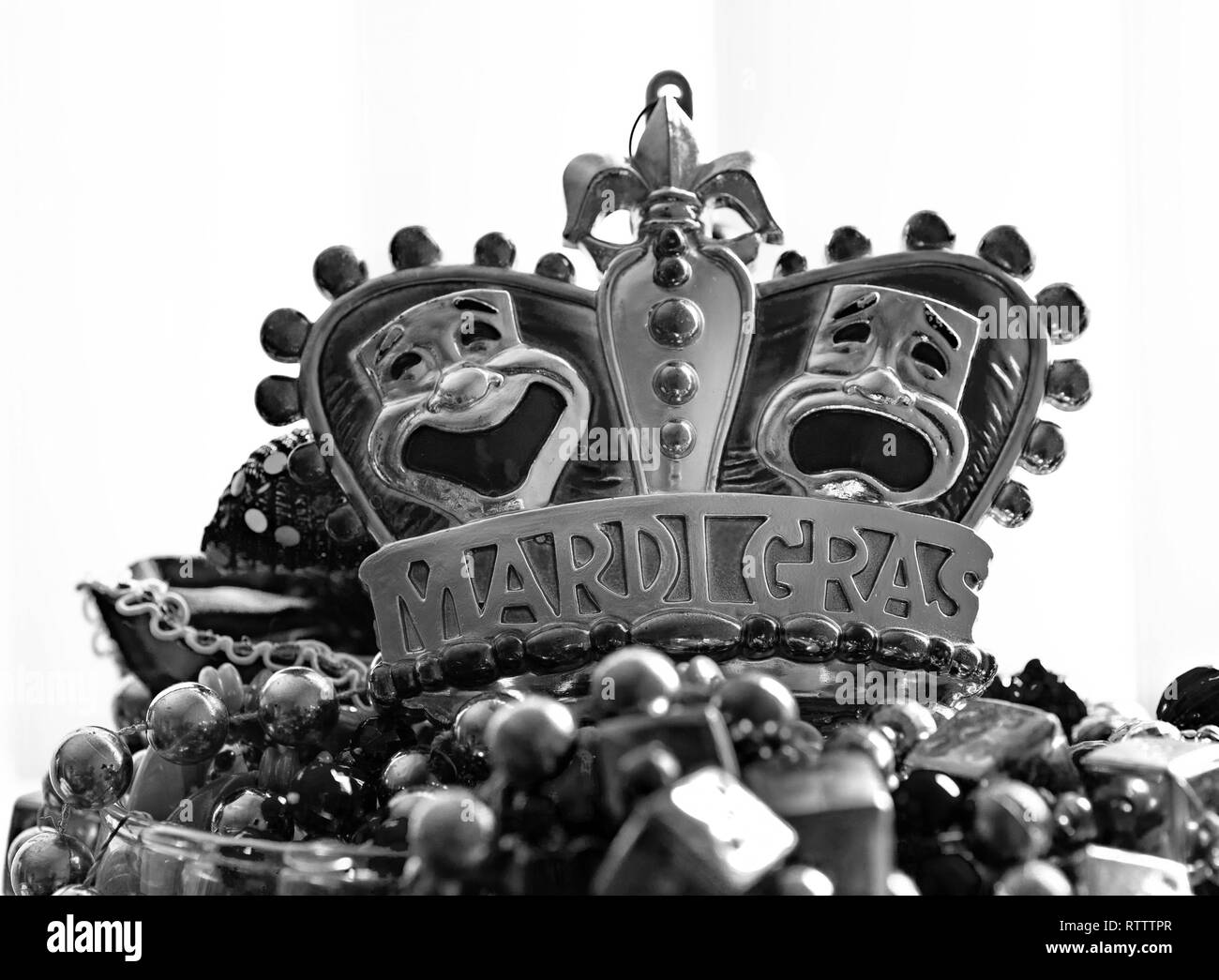 Mardi Gras perline decorative - bianco e nero Foto Stock