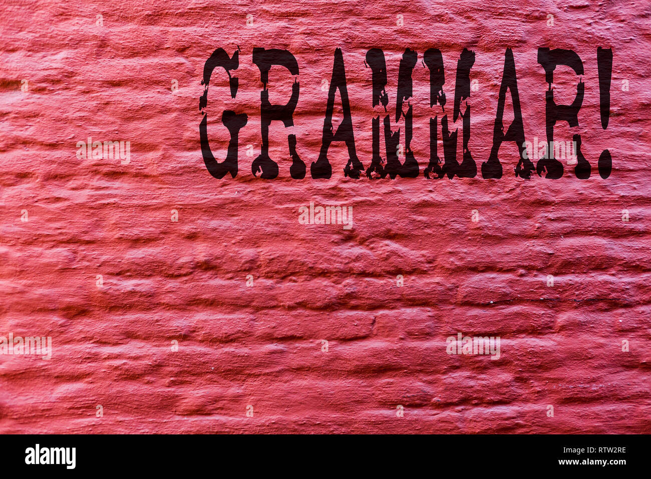 Conceptual la scrittura a mano che mostra la grammatica. Business photo sistema di testo e la struttura di una lingua corretta corretta scrittura delle regole e parete di mattoni arte come Graff Foto Stock