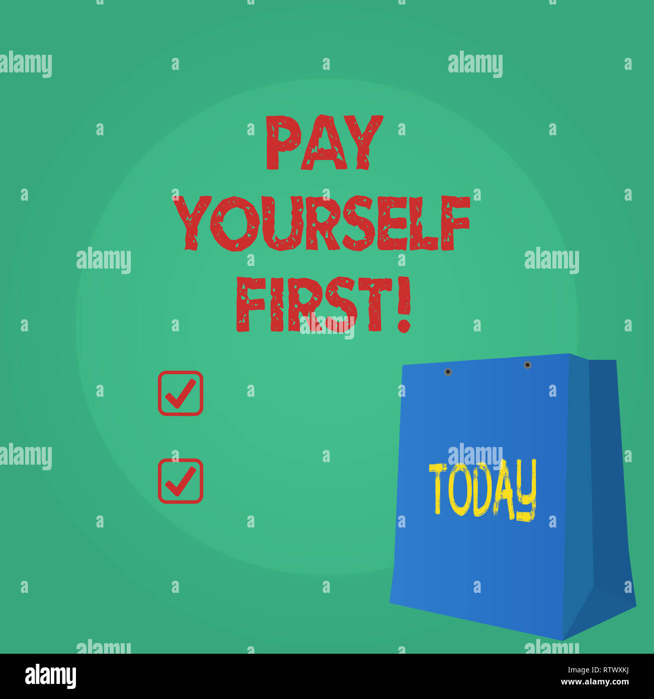 Segno di testo mostra te stesso prima pagare. Foto concettuale di Finanza Personale di risparmiare denaro per il futuro Foto Stock