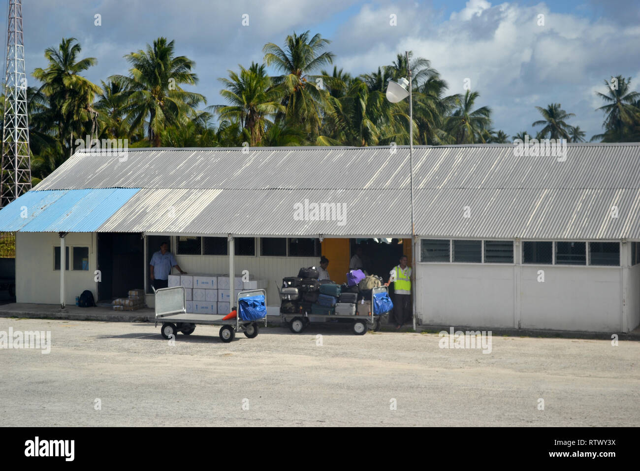 Cassidy International Airport area bagagli, Isola di Natale (Kiritimati), Kiribati Foto Stock