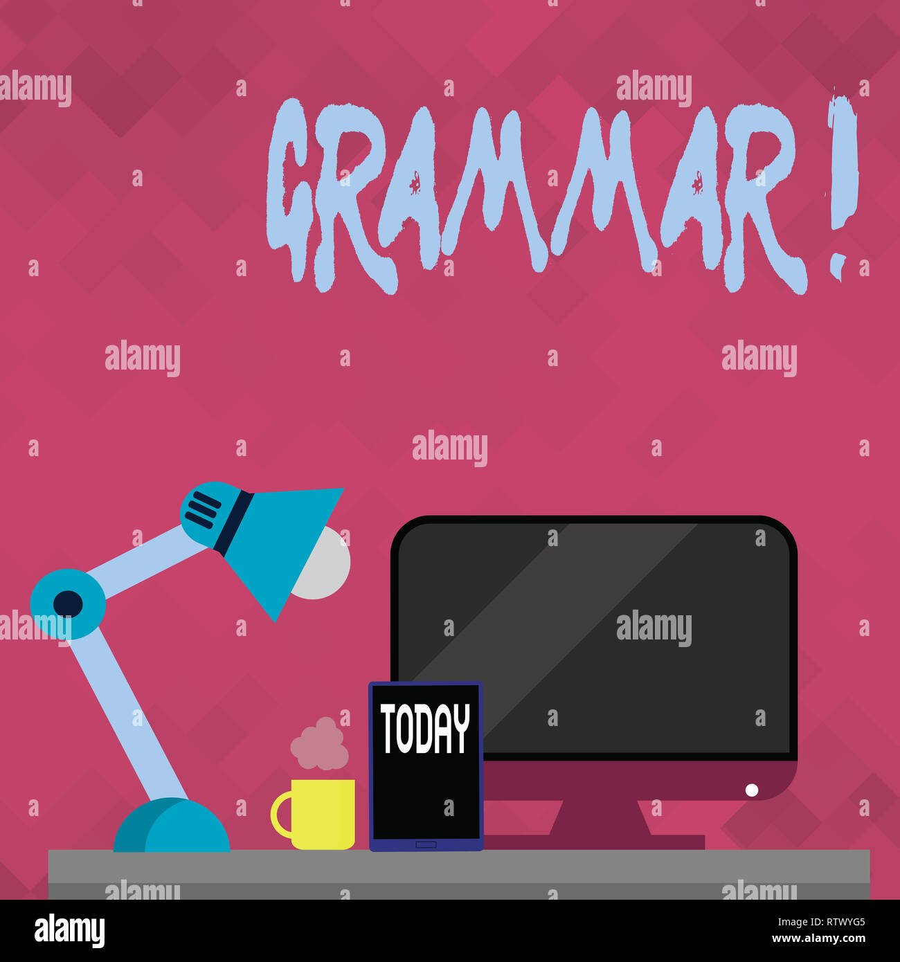 Parola di scrittura di testo di grammatica. Il concetto di business per il sistema e la struttura di una lingua corretta corretta scrittura delle regole Foto Stock