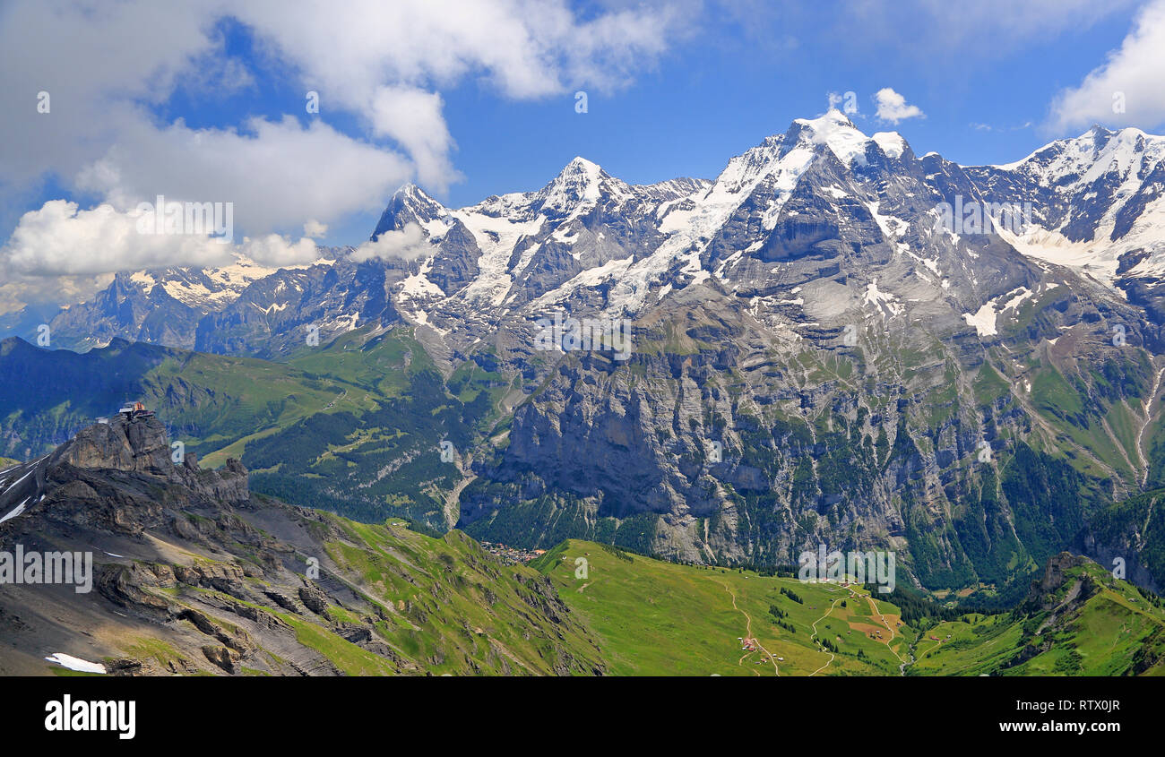 Eiger, Monch e Jungfrau montagne, Alpi della Svizzera Foto Stock