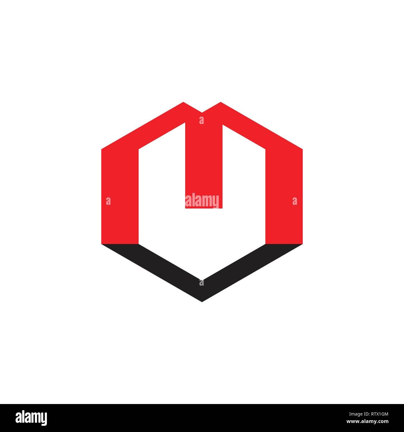 La lettera m esagonale logo geometrica Illustrazione Vettoriale