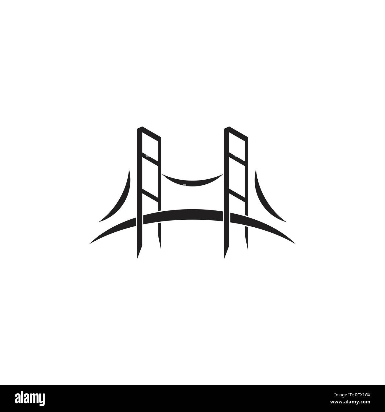 Curve bridge geometrica simbolo vettore logo Illustrazione Vettoriale