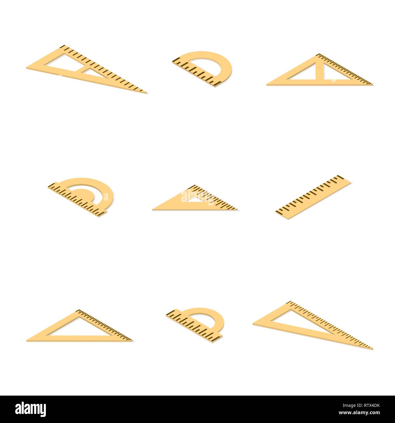 Set di vari strumenti di disegno isolato su sfondo bianco. Appartamento 3D isometrica stile, illustrazione vettoriale. Illustrazione Vettoriale