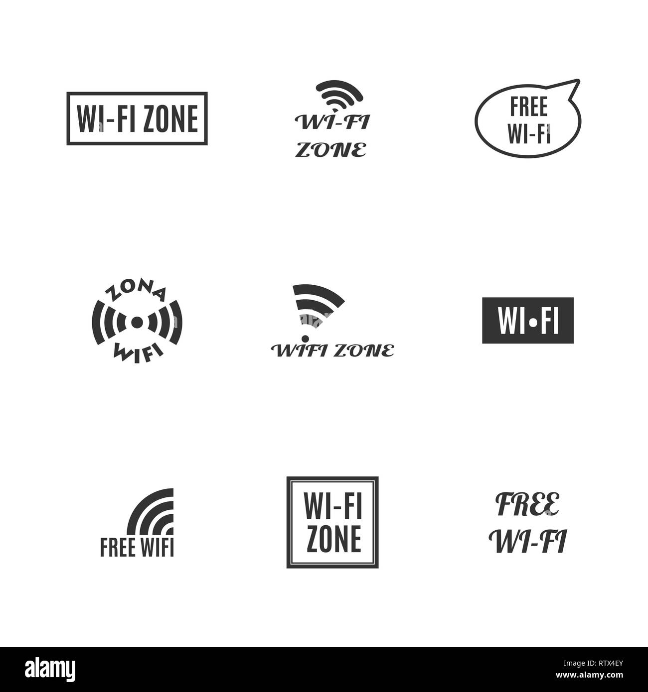 Set di varie icone senza fili isolati su uno sfondo bianco. In stile appartamento, illustrazione vettoriale. Illustrazione Vettoriale