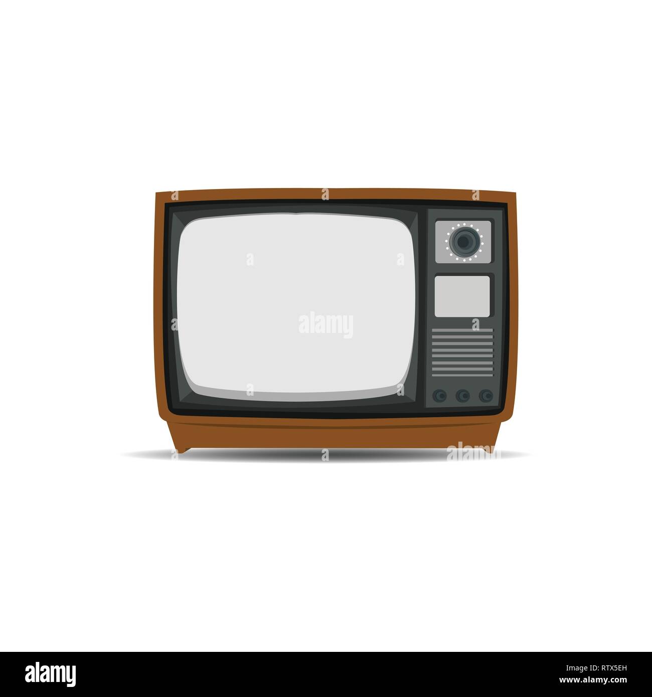 Retrò vecchia televisione vintage design piatto isolato su sfondo bianco. Illustrazione Vettoriale