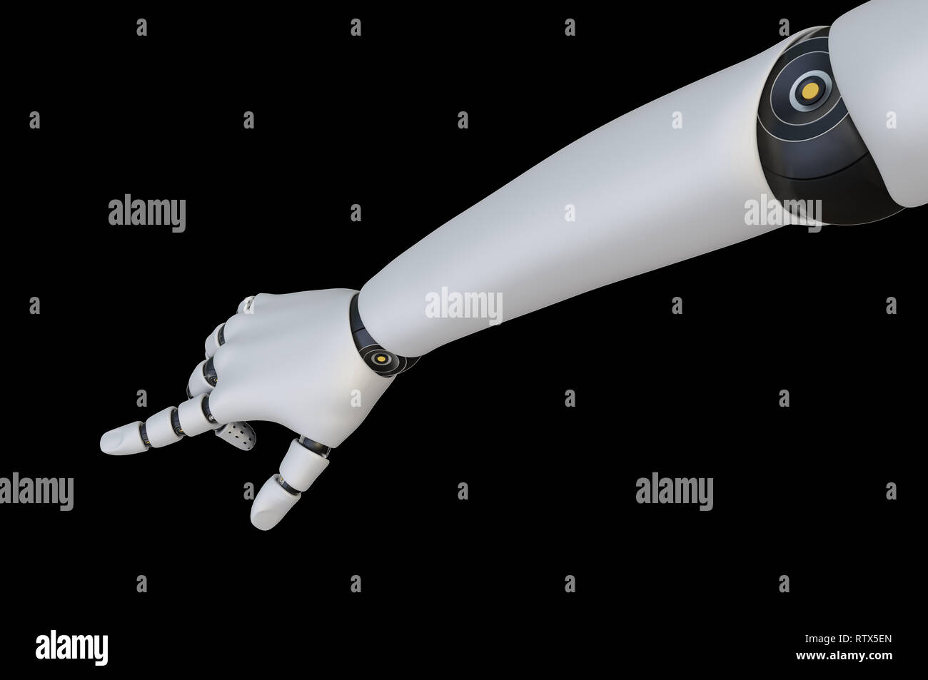 Mano di Robot puntare il dito indice, isolato Foto Stock