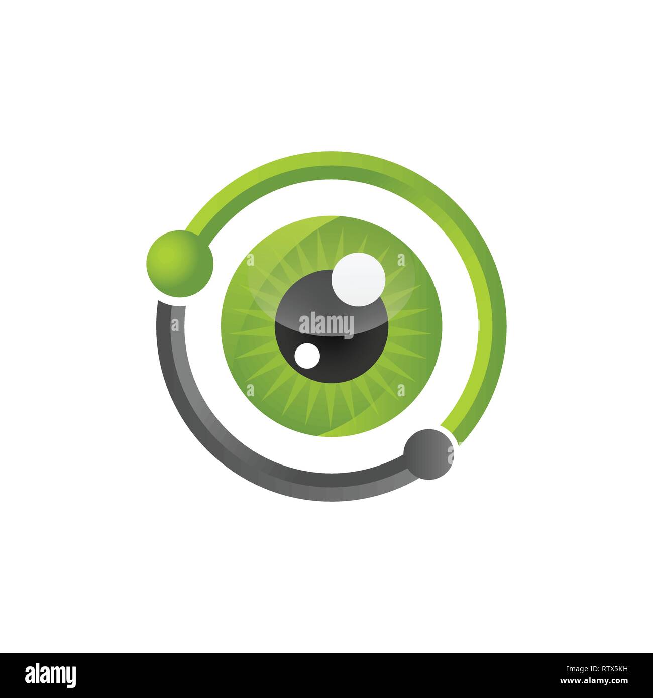 Logo occhi template vettoriale, cerchio logotipo Vision concept, ottico e lente oculare vettore logo Illustrazione Vettoriale