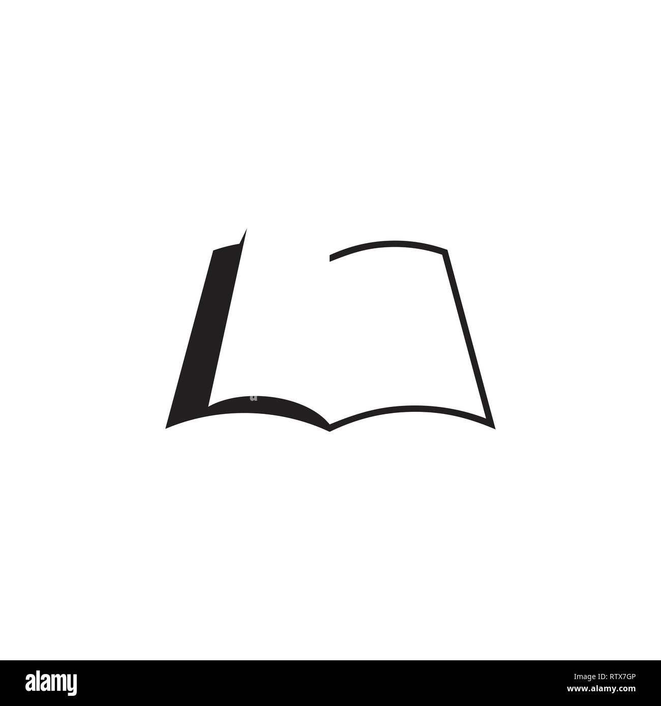 Libro semplice silhouette shadow logo design Illustrazione Vettoriale