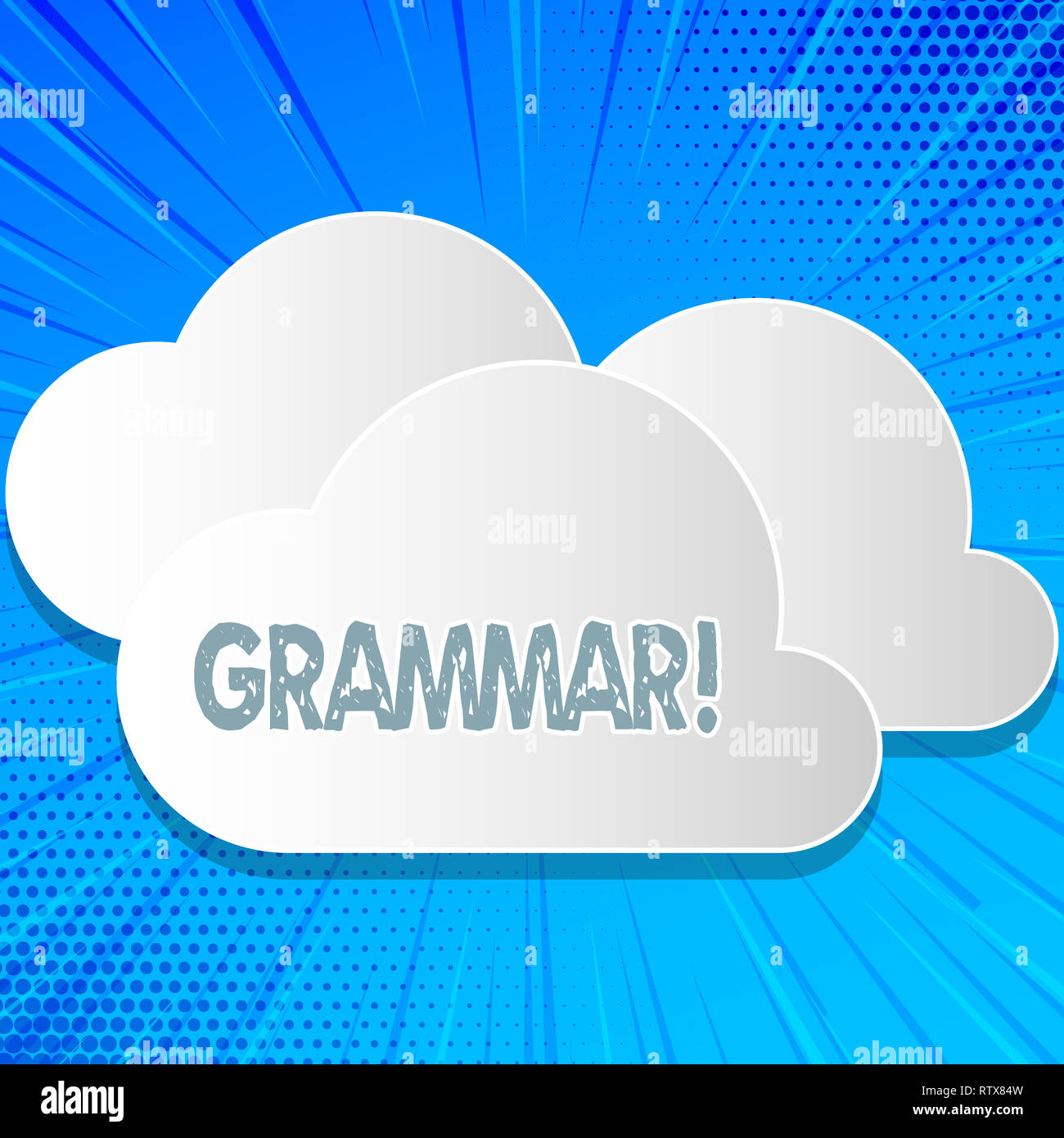 Parola di scrittura di testo di grammatica. Il concetto di business per il sistema e la struttura di una lingua corretta corretta scrittura delle regole Foto Stock