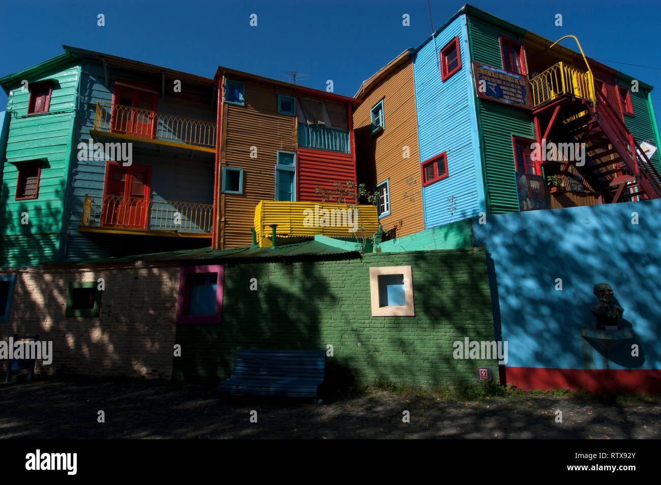 Case di El Caminito, artistico quartiere di Buenos Aires, Argentina Foto Stock