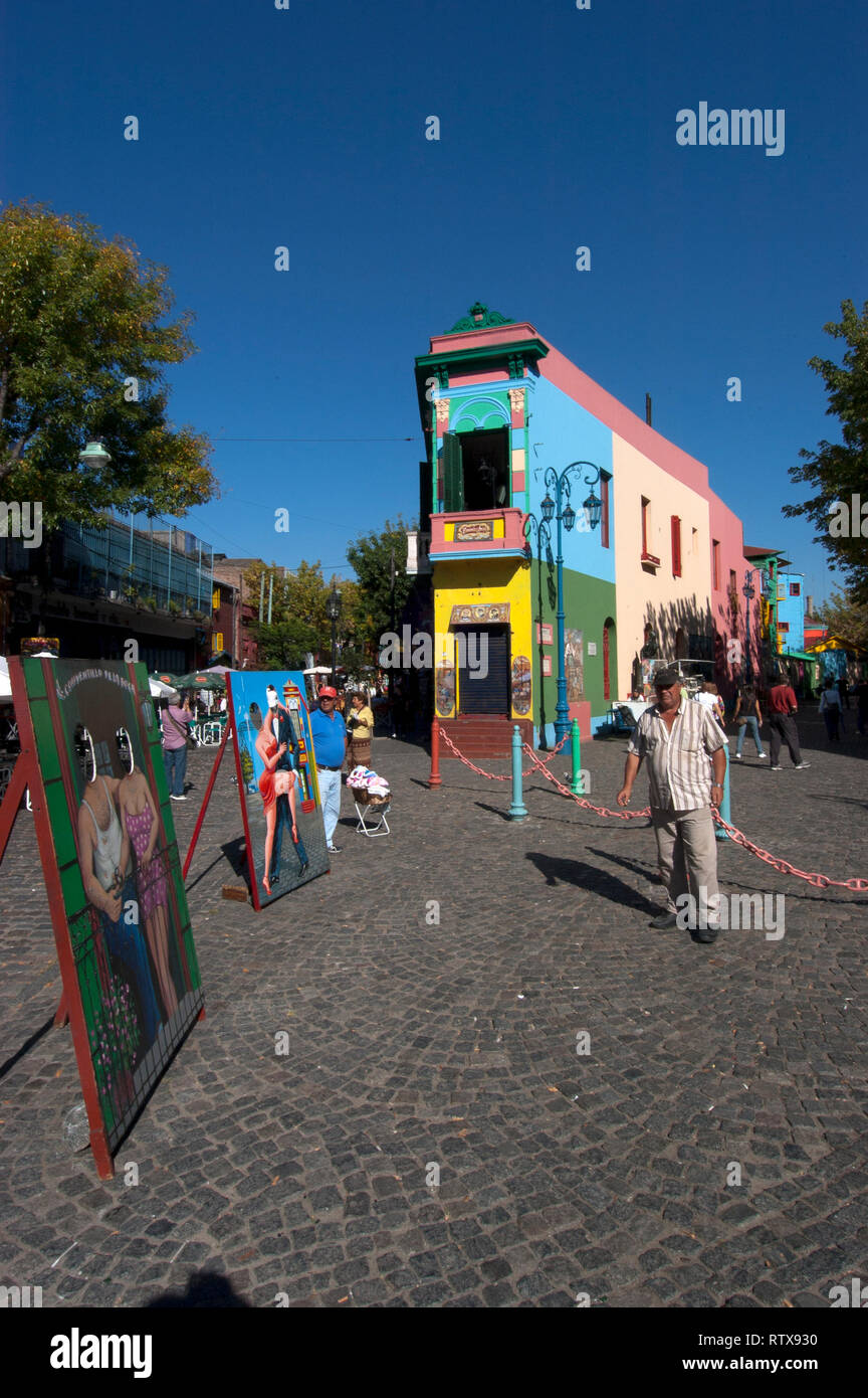 La street art di El Caminito, artistico quartiere di Buenos Aires, Argentina Foto Stock