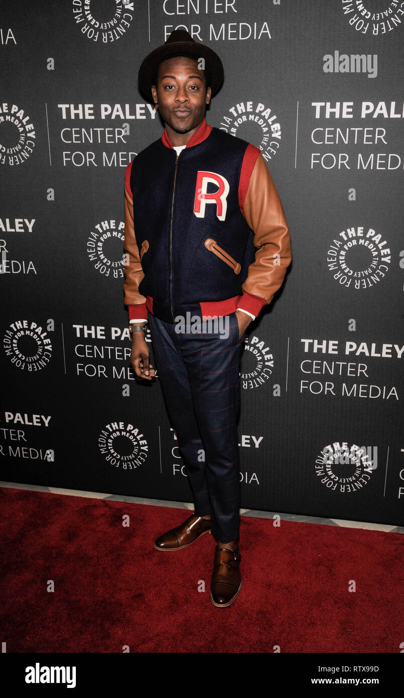 New York, NY - Febbraio 26, 2019: Brandon Hall Michael assiste il dio Friended Me lo Screening & Discussione al Paley Centre for Media Foto Stock