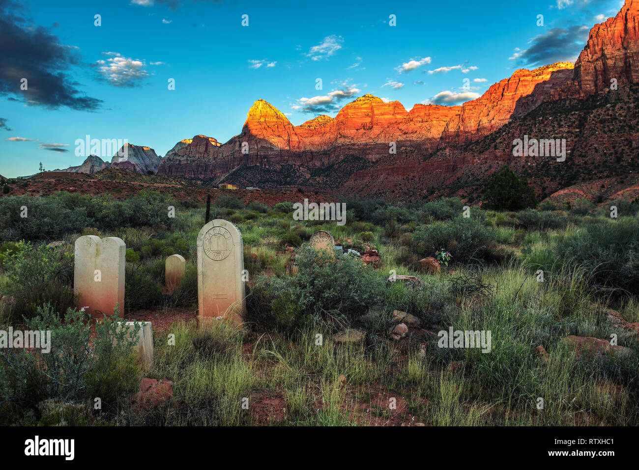 Storica Pioneer Cemetery in Springdale, Utah Foto Stock