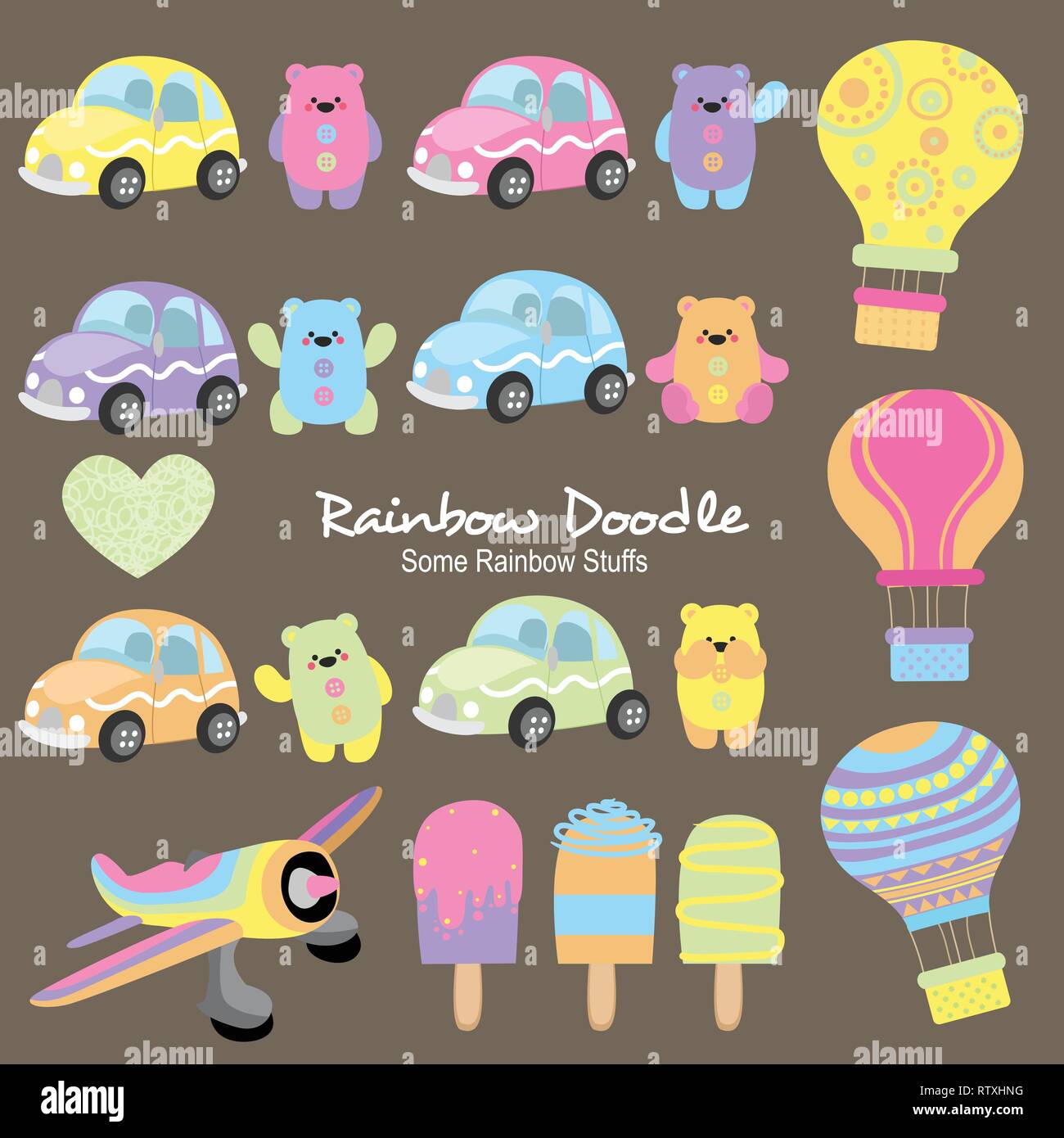 Rainbow Doodle Collection Illustrazione Vettoriale