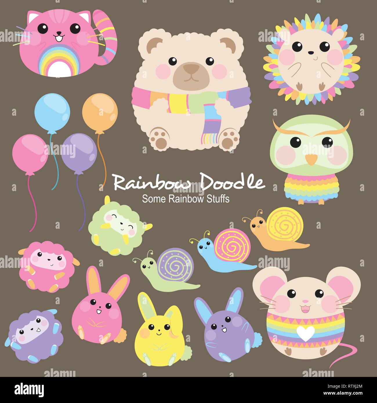Rainbow Doodle Collection Illustrazione Vettoriale