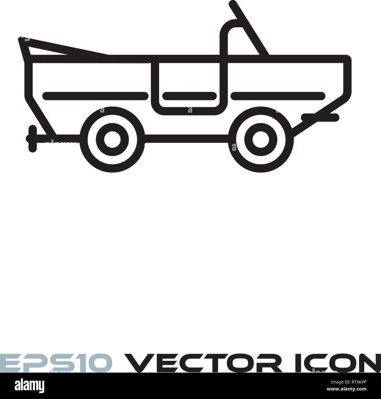 Aquatic auto linea piatta icona illustrazione vettoriale Illustrazione Vettoriale
