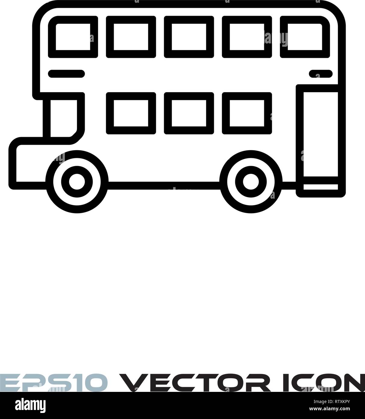 Doubledecker bus linea piatta icona illustrazione vettoriale Illustrazione Vettoriale