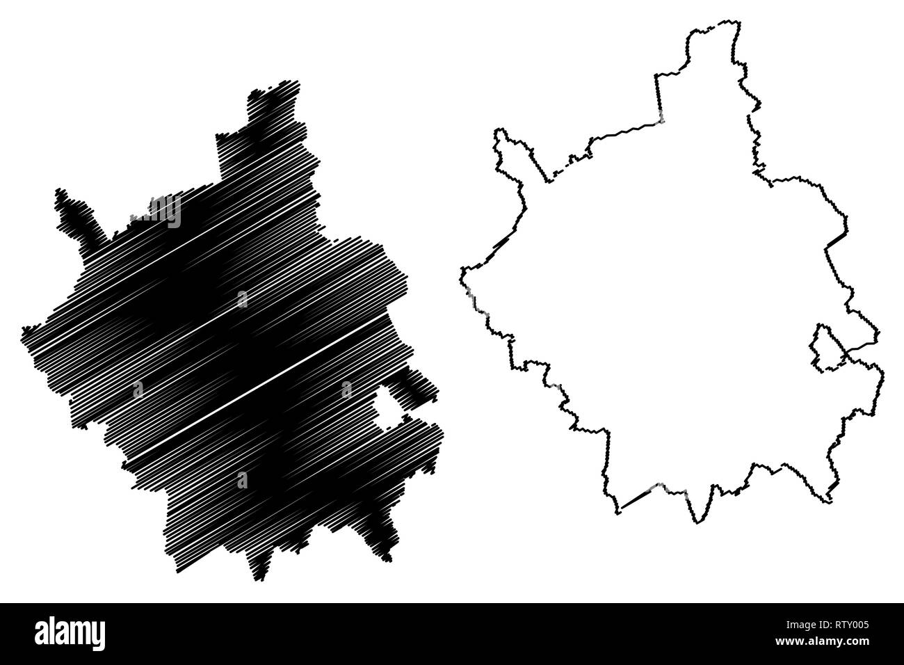 Cambridgeshire (Regno Unito, Inghilterra, Non-metropolitan county, shire county) mappa illustrazione vettoriale, scribble schizzo Cambs. mappa Illustrazione Vettoriale