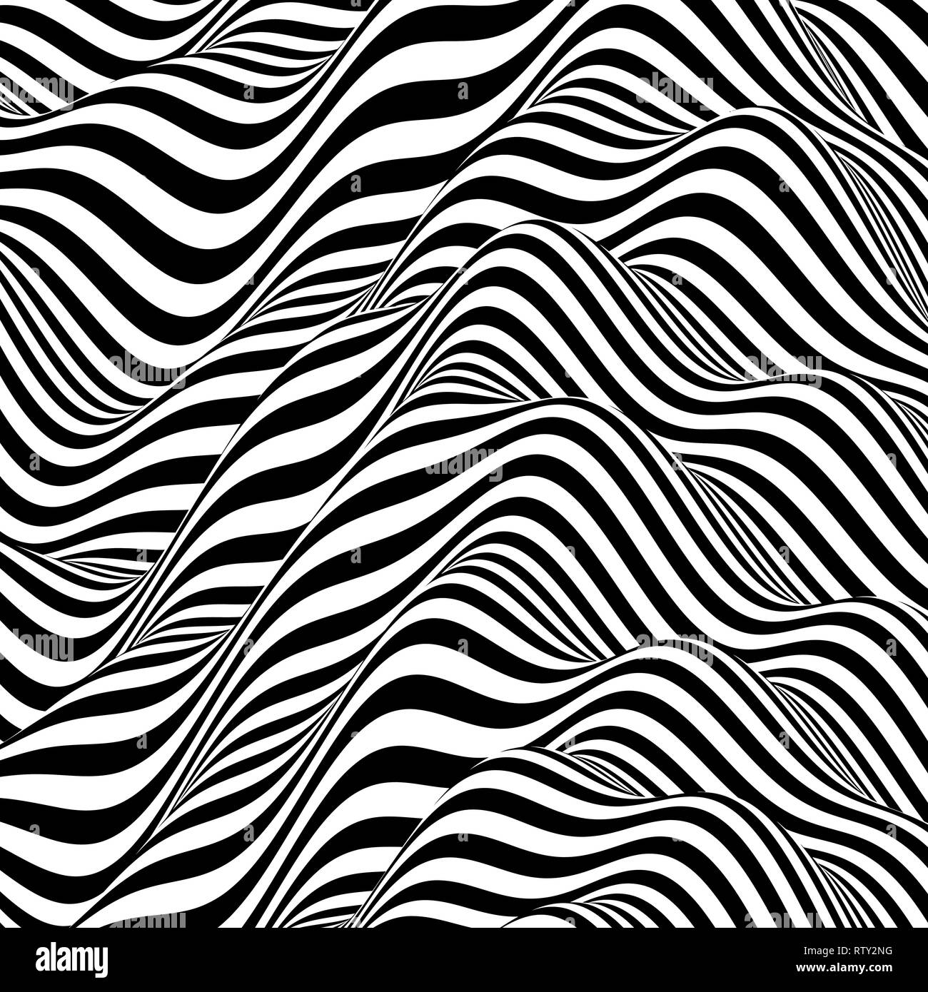 Modello con illusione ottica. Design in bianco e nero. Abstract sfondo striato. Illustrazione Vettoriale. Illustrazione Vettoriale