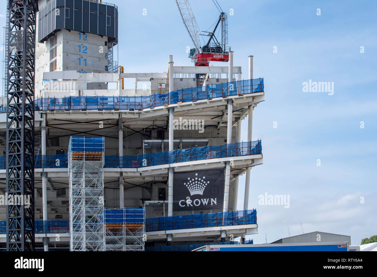 Sydney, Australia Nov 4th, 2018: un livello di terra vista della costruzione del Crown Casino a Barangaroo sud sul bordo del Porto di Sydney, Australia Foto Stock