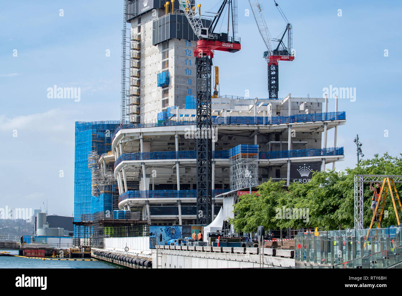 Sydney, Australia Nov 4th, 2018: un livello di terra vista della costruzione del Crown Casino a Barangaroo sud sul bordo del Porto di Sydney, Australia Foto Stock