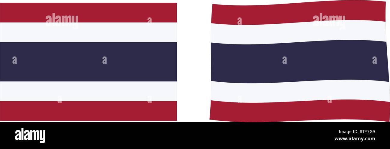 Bandiera della Thailandia. Semplice e leggermente sventolando la versione Illustrazione Vettoriale