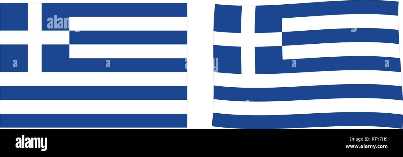 Repubblica ellenica (Grecia) bandiera. Semplice e leggermente sventolando versione. Illustrazione Vettoriale