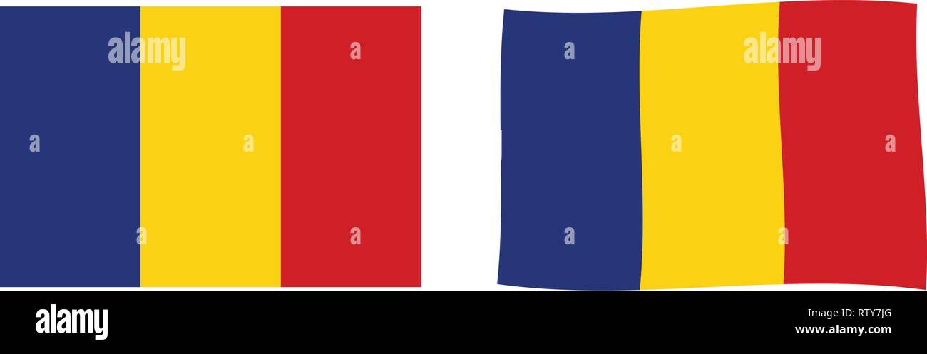 Bandiera della Romania. Semplice e leggermente sventolando versione. Illustrazione Vettoriale