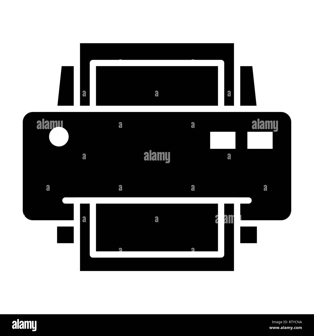 Icona stampante, illustrazione vettoriale, tecnologia di glifi Foto Stock