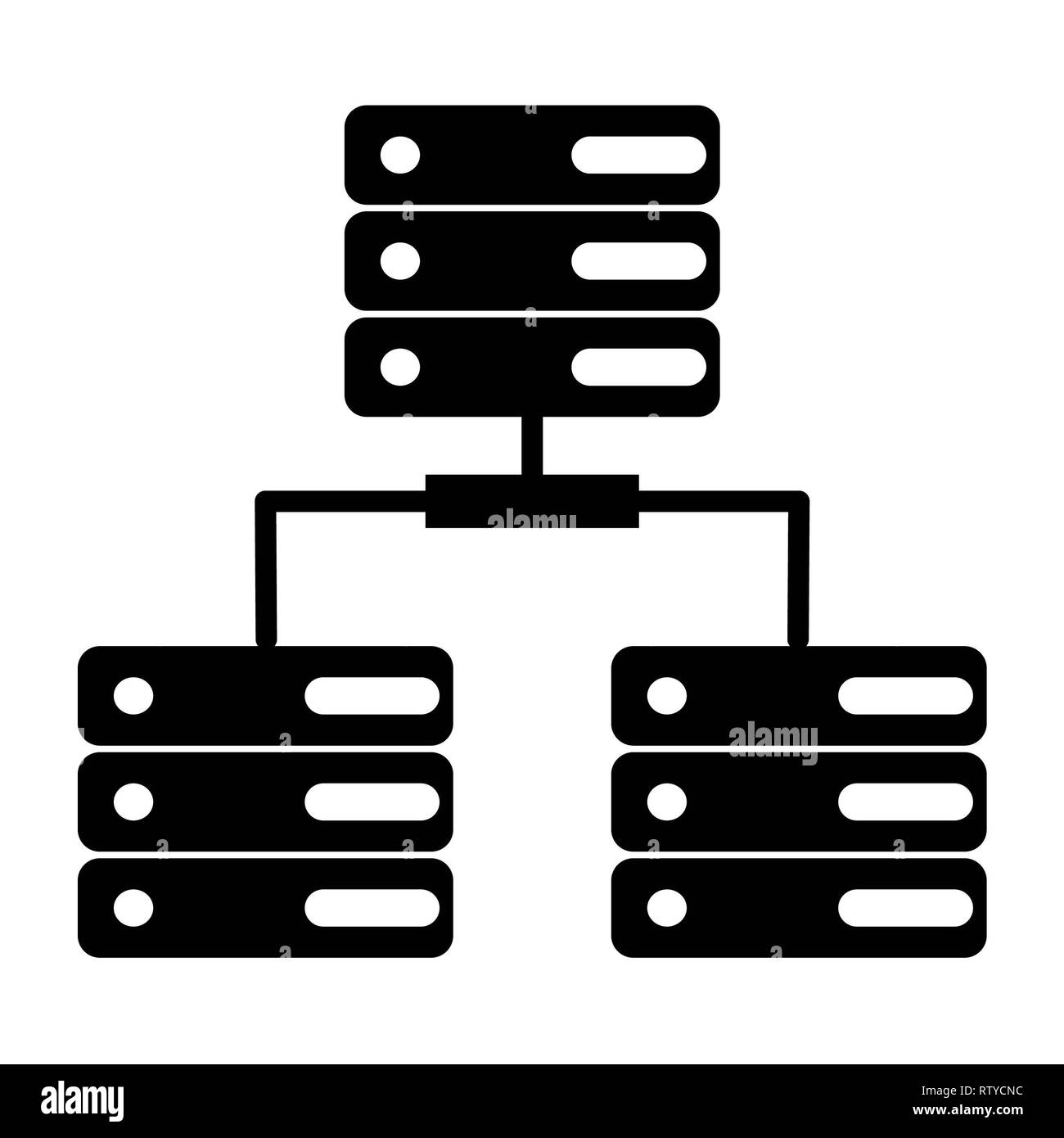 Icona Server, illustrazione vettoriale, tecnologia di glifi Foto Stock